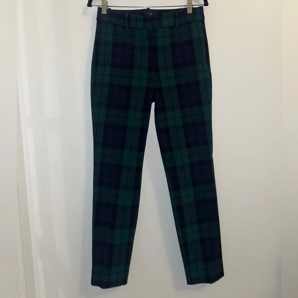 J.Crew Ruby Plaid Dress Pants Size 6 Black Watch Tartan